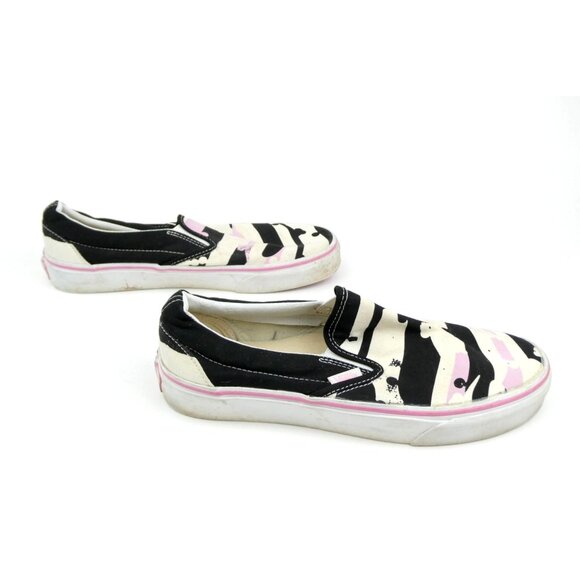 Vans Pink Black White Print Canvas Slip-On Shoes Women's 9.5/Men's 8 - Picture 4 of 15